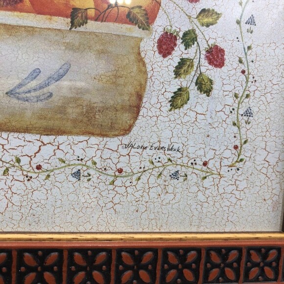 Vintage 1999 Set of 4 Framed Art Kitchen Country Fruits Valerie Evers Wenk - Picture 8 of 9